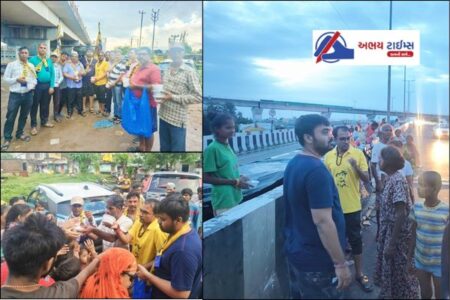 AAP workers visited flood affected areas in Ahmedabad, Jamnagar and Vadodara and distributed food.